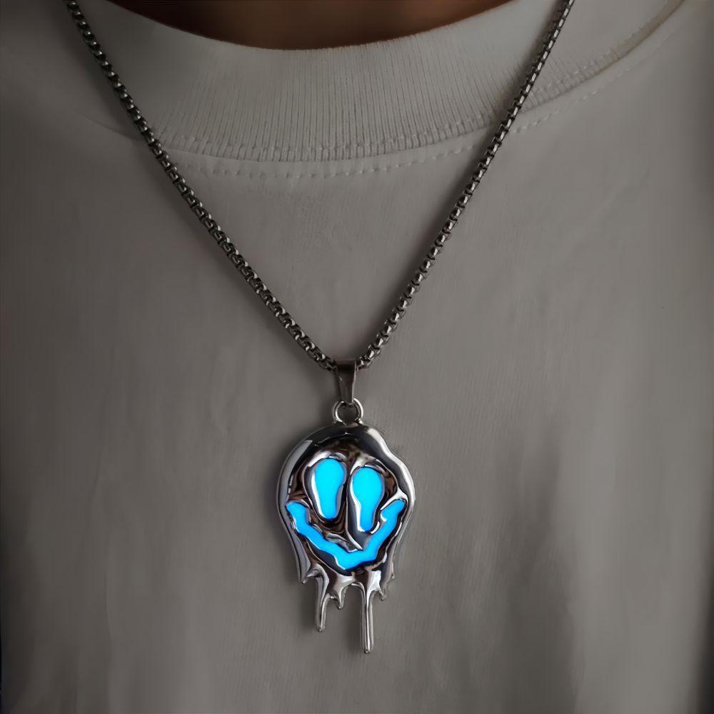 MOSiC | Day of the Dead Zinc Alloy Noctilucent Necklace Halloween Ghost Glowing Grimace Pendant