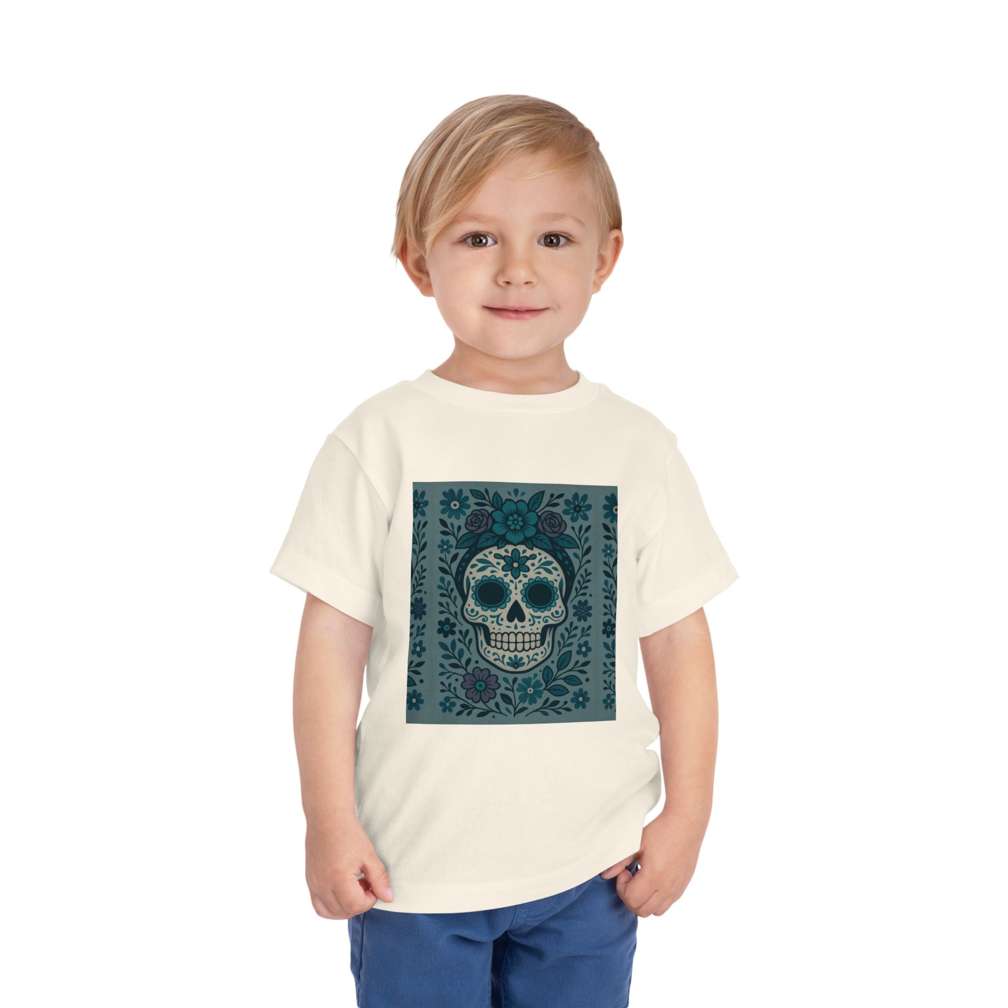 MOSiQ | Day of the Dead  Sugar Skull Toddler Tee, Kids' Halloween Shirt, Día de los Muertos Gift, Cute Toddler Outfit, Toddler Graphic T-Shirt