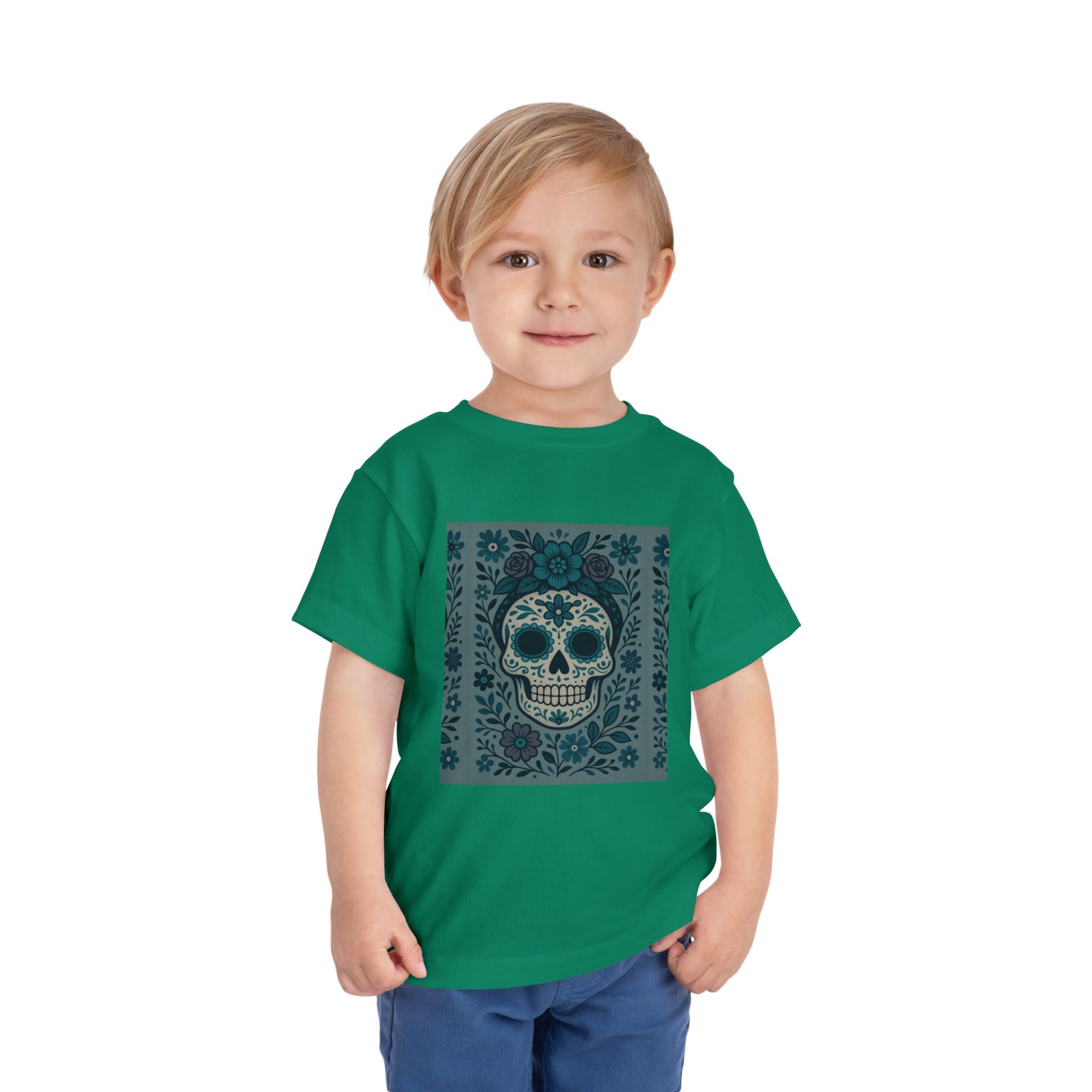 MOSiQ | Day of the Dead  Sugar Skull Toddler Tee, Kids' Halloween Shirt, Día de los Muertos Gift, Cute Toddler Outfit, Toddler Graphic T-Shirt