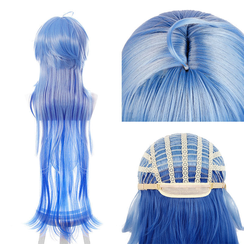 MOSiQ | Day of the Dead Wig Gradient Blue Long Cosplay Wig Heat-resistant Synthetic Hair  Free Wig Hat