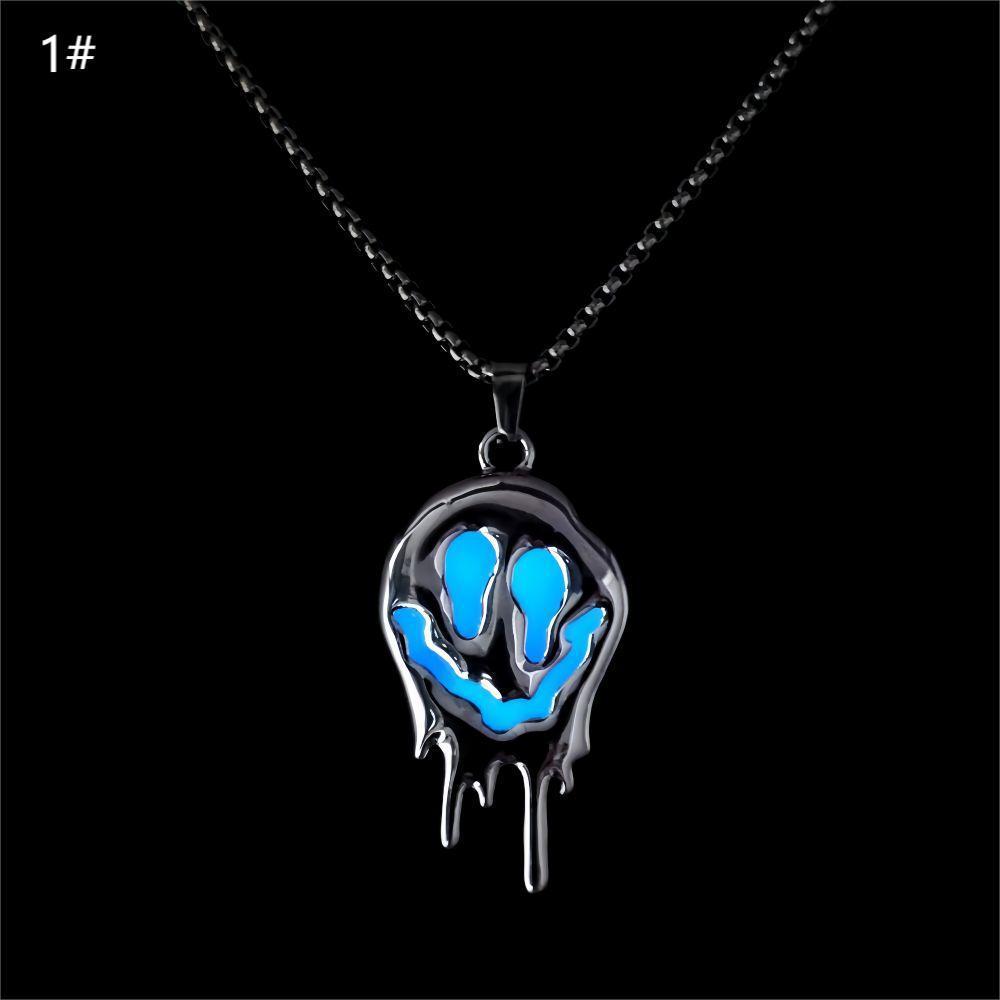 MOSiC | Day of the Dead Zinc Alloy Noctilucent Necklace Halloween Ghost Glowing Grimace Pendant