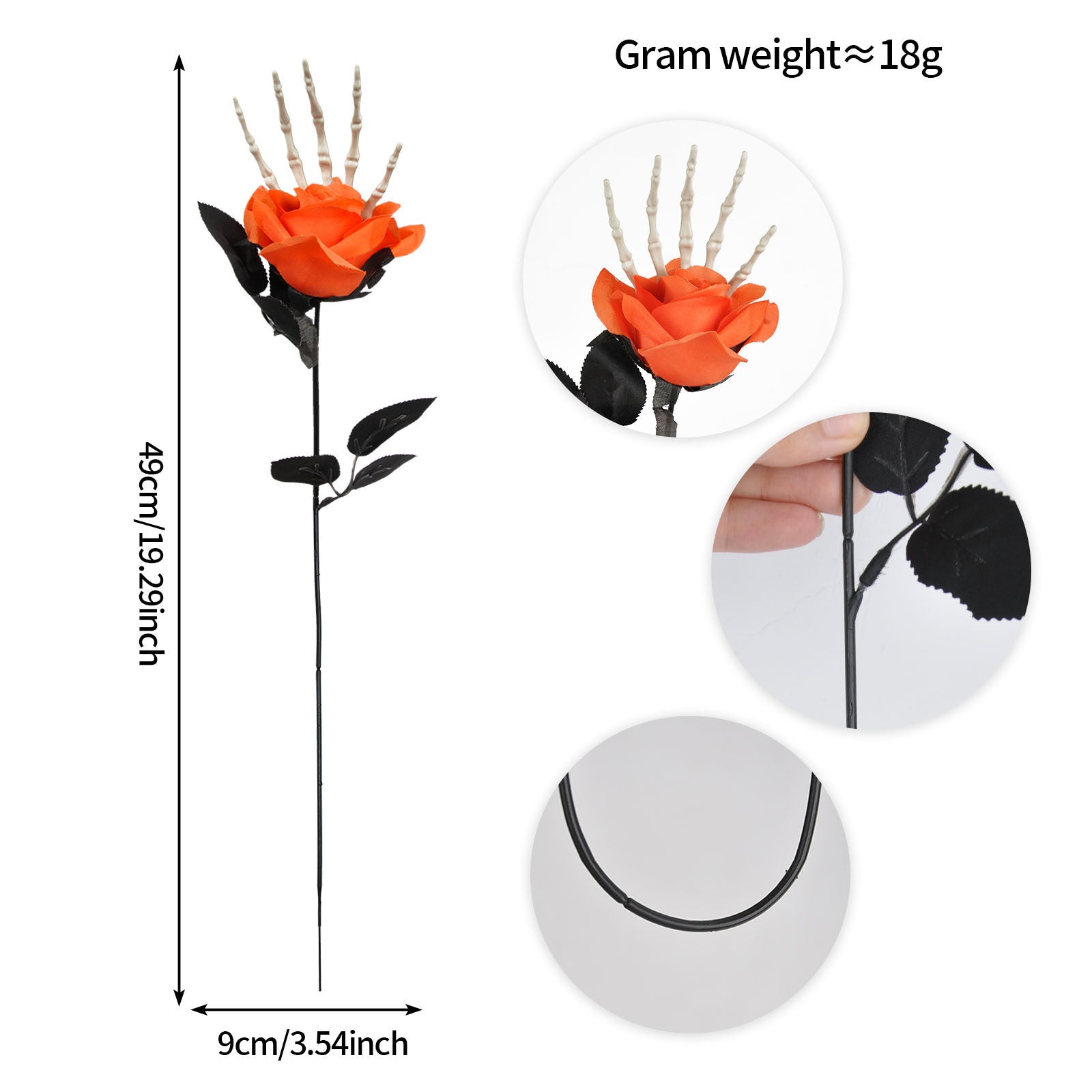 MOSiQ Day of the Dead Halloween Skull Hand Rose Horror Decoration Ornaments