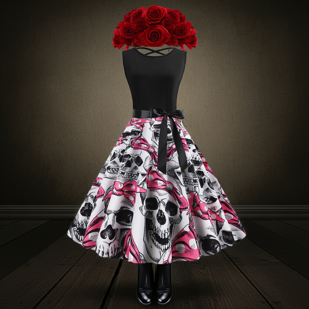 MOSiC | Day of the Dead flor Women"s Flor Cráneo Dress