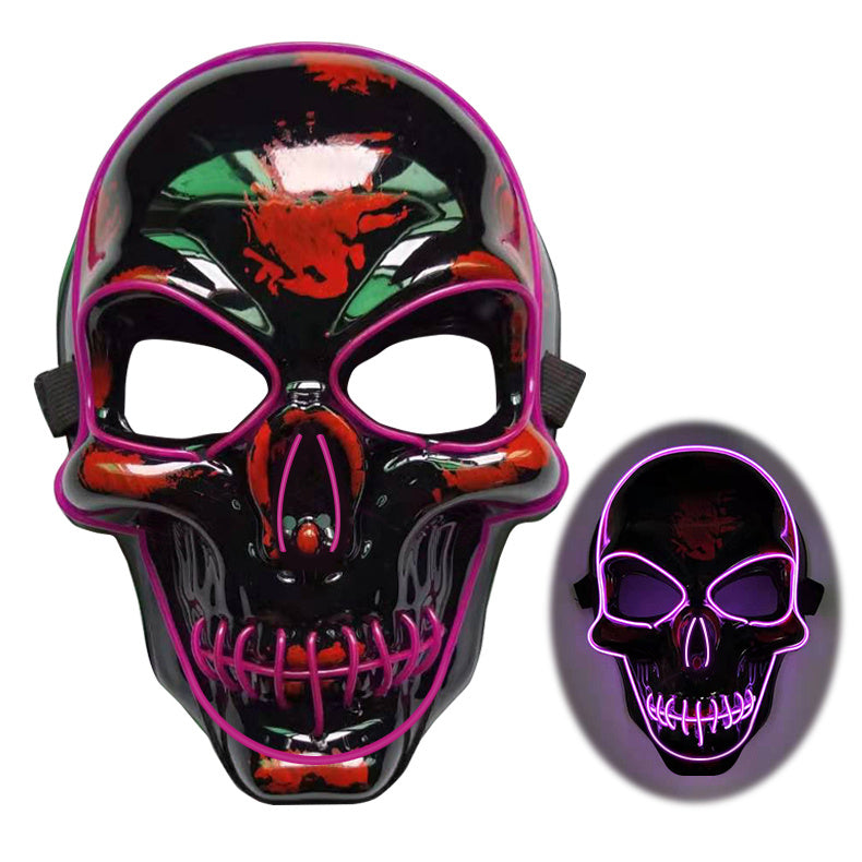 Halloween Cane Cosplay Props Halloween Skeleton Mask LED Glow Scary Mask