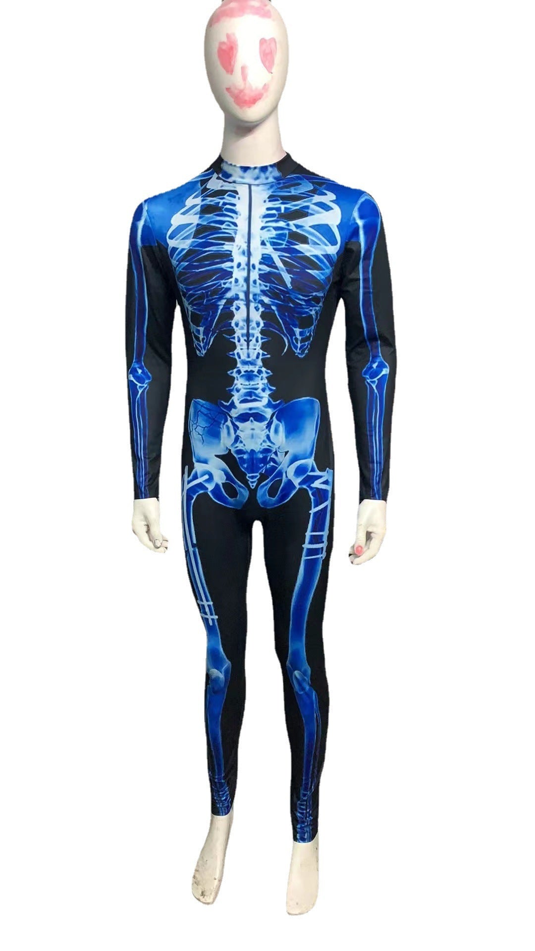MOSiQ Day of the DeadHalloween Long Sleeve Tights See-through Skeleton 3D Printed One-piece