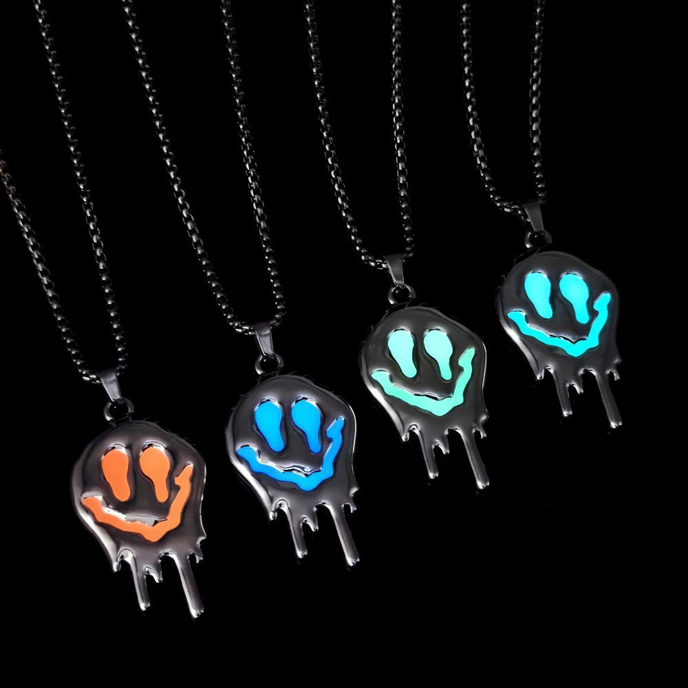 MOSiC | Day of the Dead Zinc Alloy Noctilucent Necklace Halloween Ghost Glowing Grimace Pendant