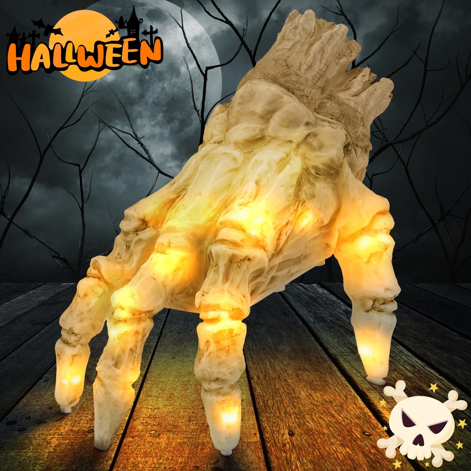 MOSiQ Day of the Dead Halloween Electric Luminous Crawling Hand Animated Decoration Induction Luminous Decoration Zombie Hand With Spooky Sound