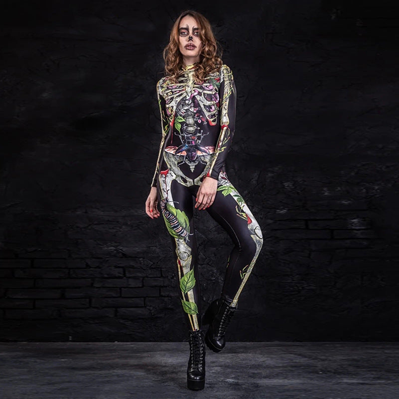 MOSiQ | Day of the Dead  Costume Body Skeleton Tight Jumpsuit