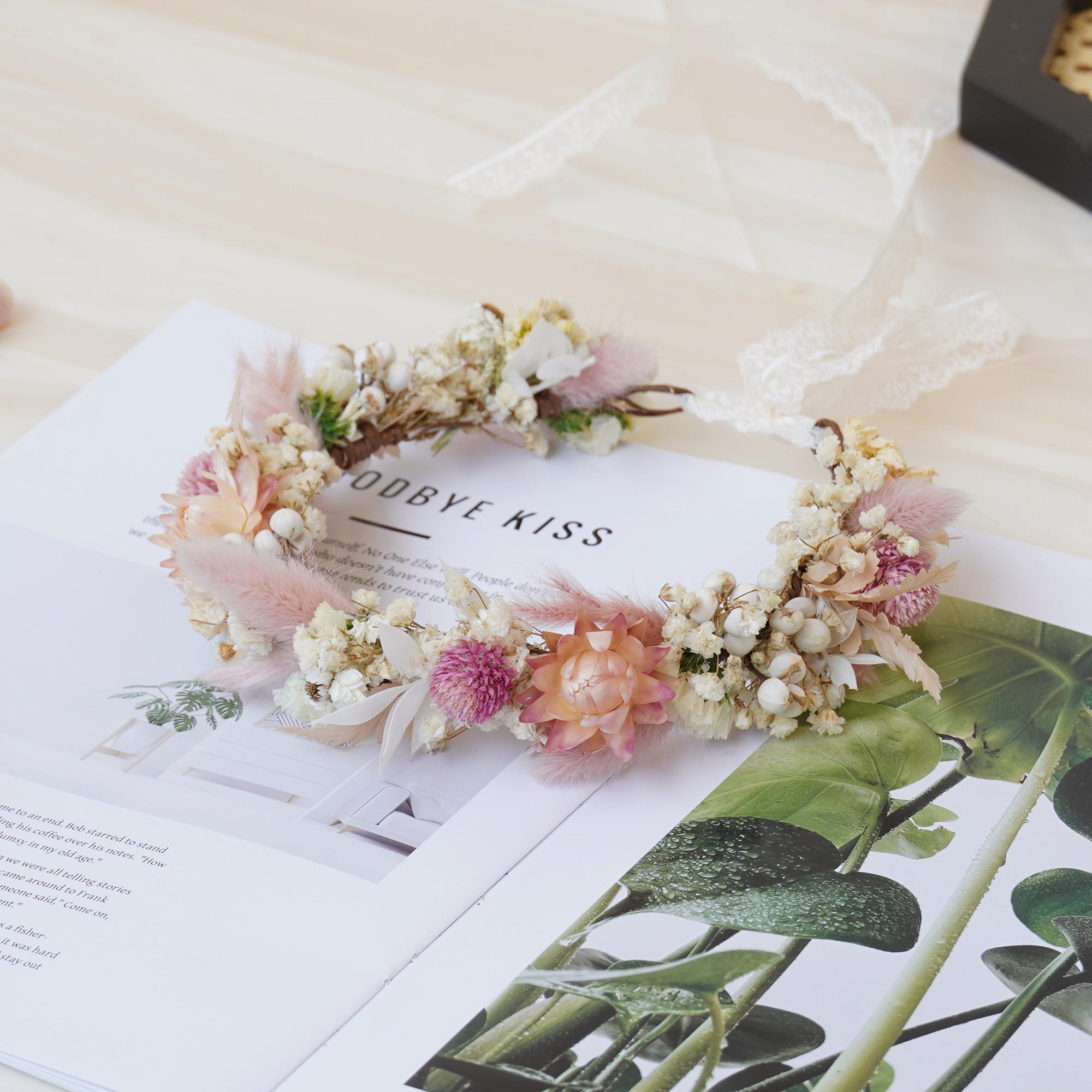 MOSiC | Day of the Dead  Gypsophila Crown, Dried Flower Crown, Bridal Wedding, Daily Party, Birthday Universal Crown