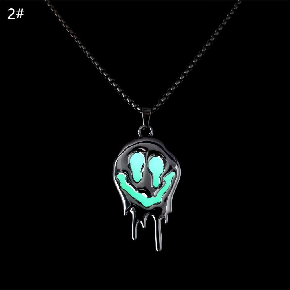 MOSiC | Day of the Dead Zinc Alloy Noctilucent Necklace Halloween Ghost Glowing Grimace Pendant