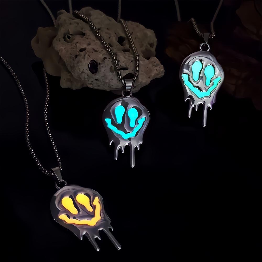 MOSiC | Day of the Dead Zinc Alloy Noctilucent Necklace Halloween Ghost Glowing Grimace Pendant