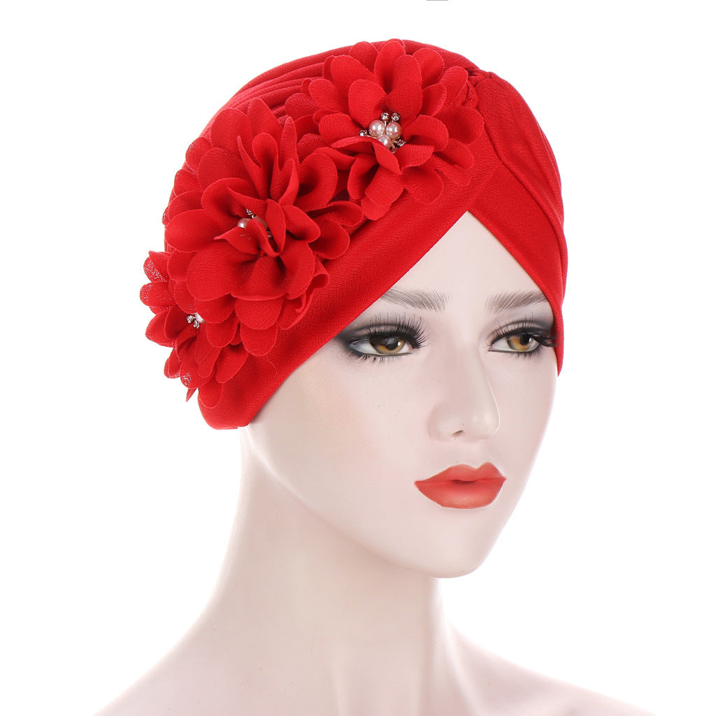 MOSiC | Day of the Dead Bandana Hat Pleated Three Flower Hat