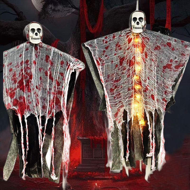MOSiQ Day of the Dead Halloween Decoration Blood-dyed Luminous Skull Hanging Ghost Outdoor Ornaments