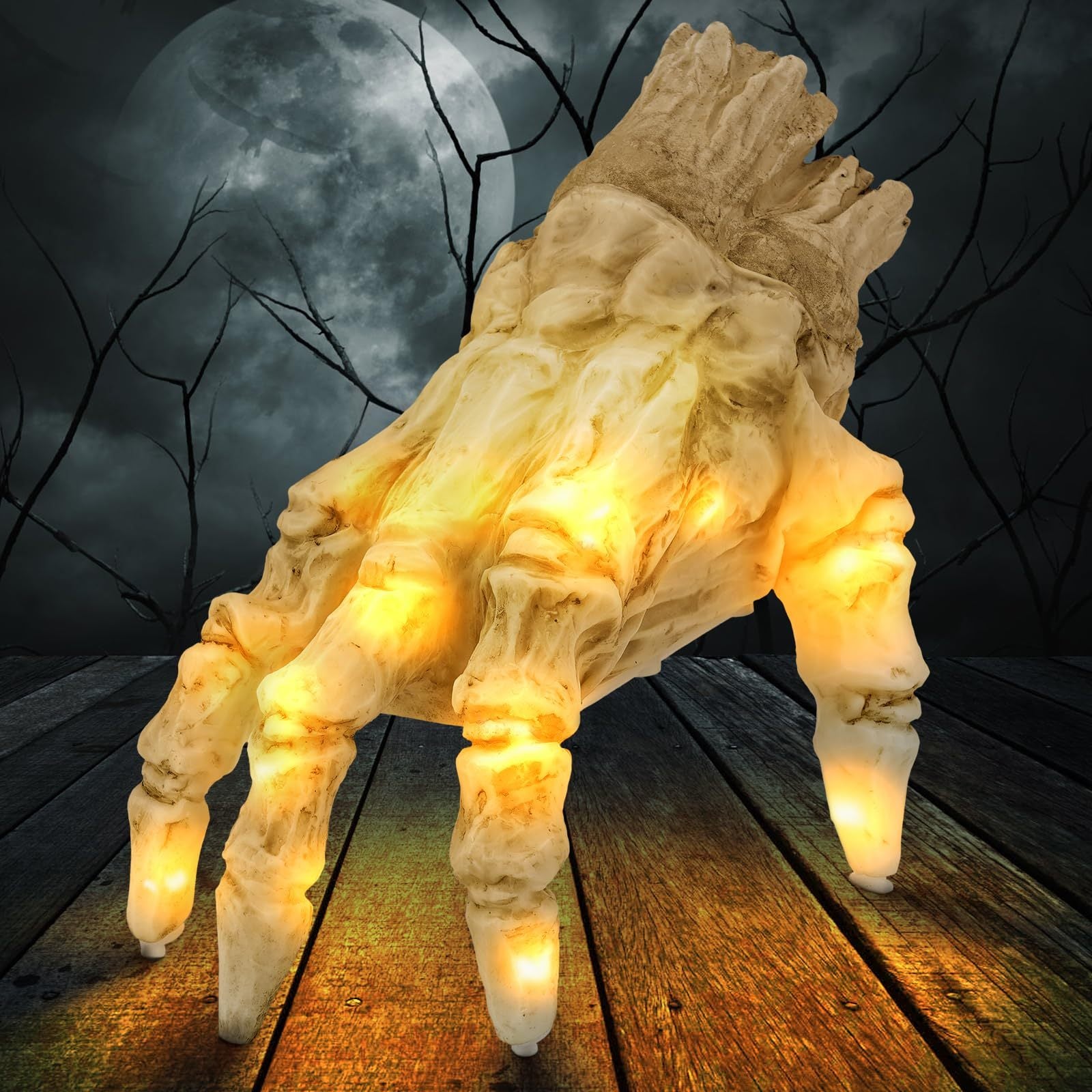 MOSiQ Day of the Dead Halloween Electric Luminous Crawling Hand Animated Decoration Induction Luminous Decoration Zombie Hand With Spooky Sound