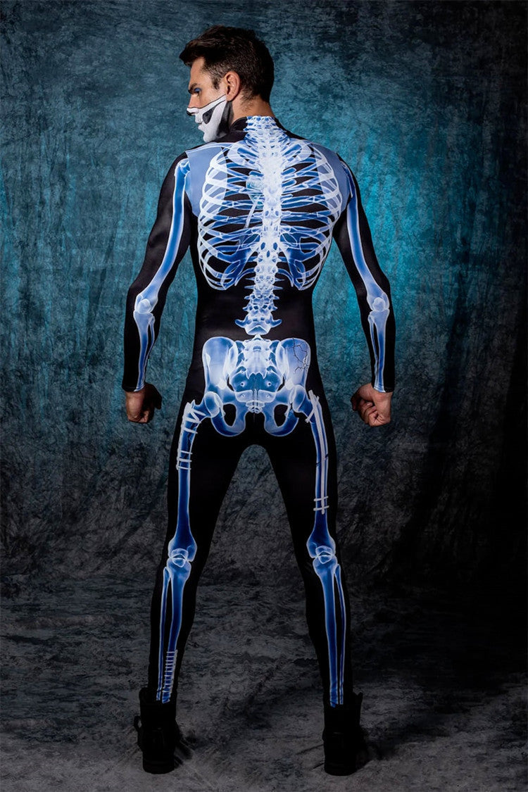MOSiQ Day of the DeadHalloween Long Sleeve Tights See-through Skeleton 3D Printed One-piece
