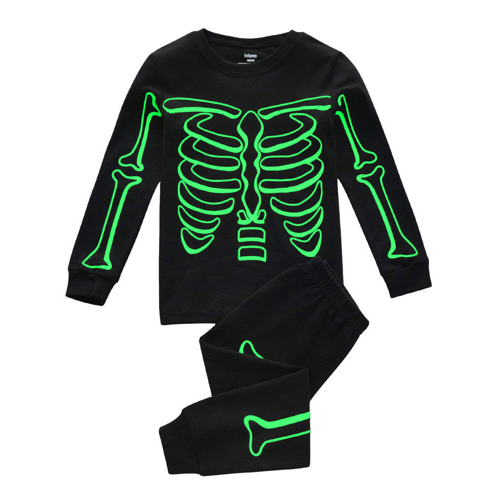 MOSiQ | Day of the Dead Halloween Glowing Bones Print Long Sleeve Pajama Set