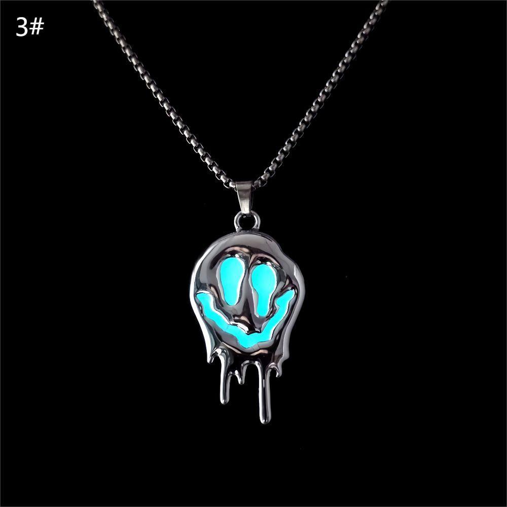 MOSiC | Day of the Dead Zinc Alloy Noctilucent Necklace Halloween Ghost Glowing Grimace Pendant