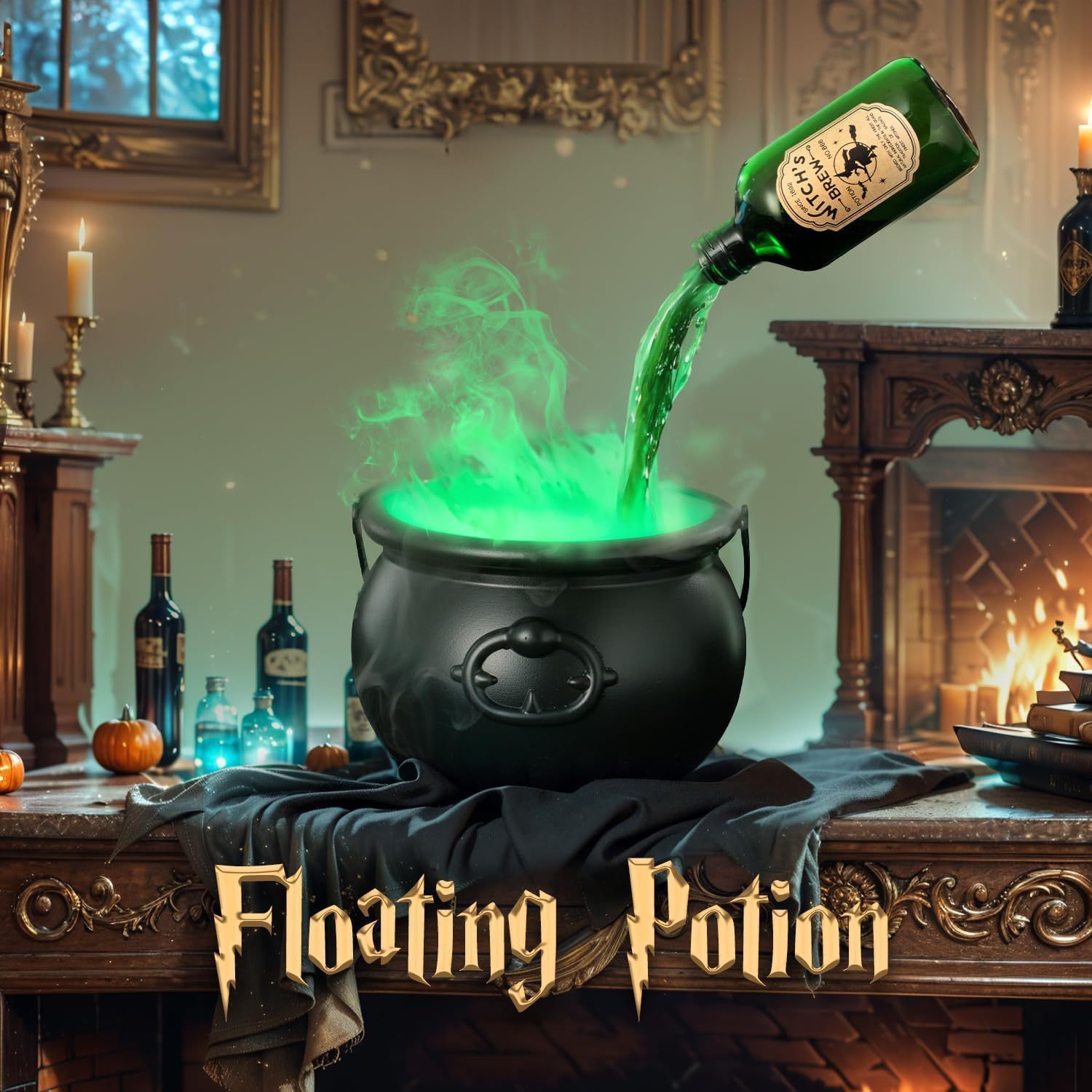 MOSiQ Day of the Dead Halloween Black Wizard Bowl Magic Float Bottle And Diffuser Indoor Home Bar Magic Party Horror Ghost Props Halloween Decoration