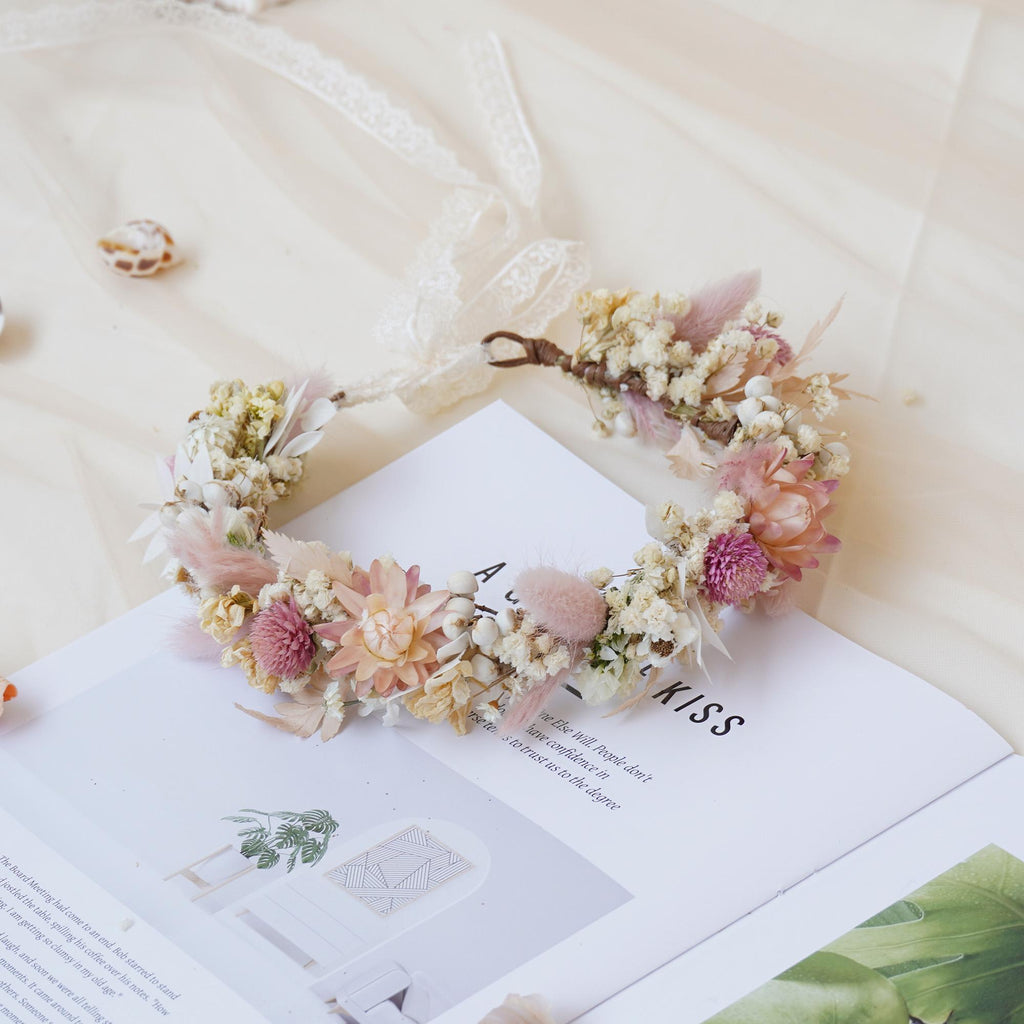 MOSiC | Day of the Dead  Gypsophila Crown, Dried Flower Crown, Bridal Wedding, Daily Party, Birthday Universal Crown