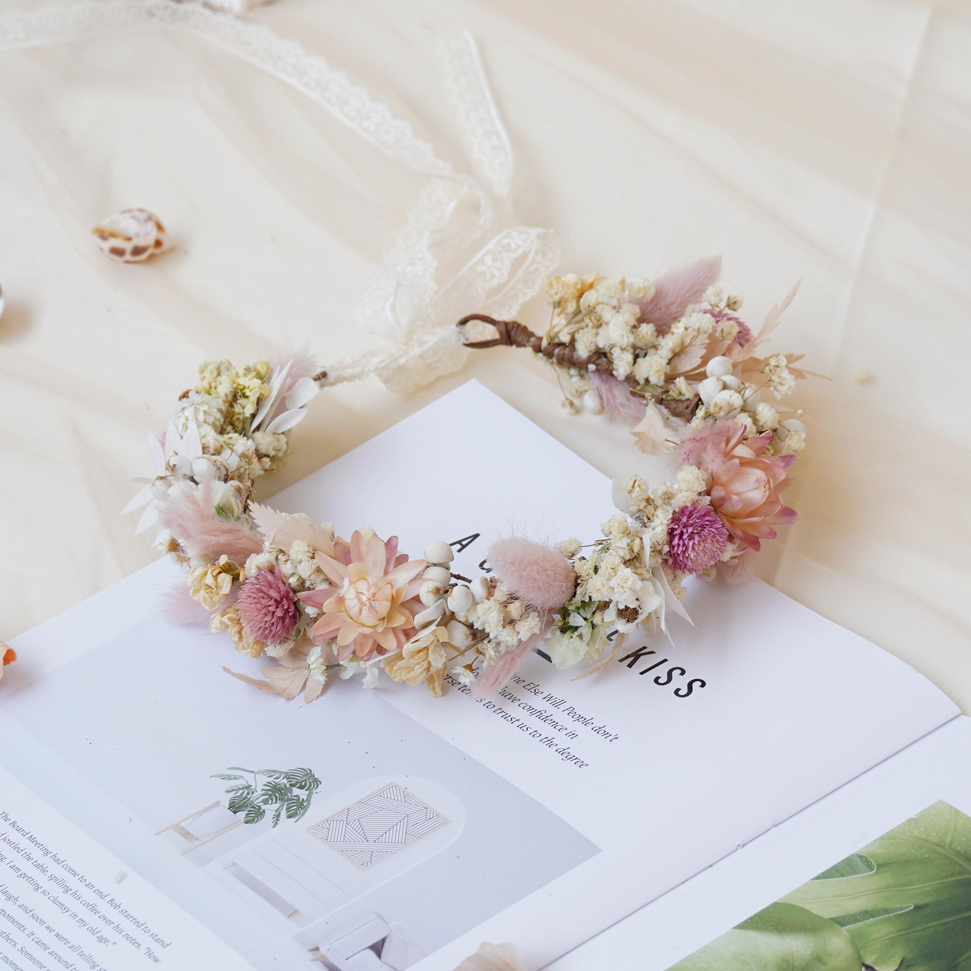 MOSiC | Day of the Dead  Gypsophila Crown, Dried Flower Crown, Bridal Wedding, Daily Party, Birthday Universal Crown