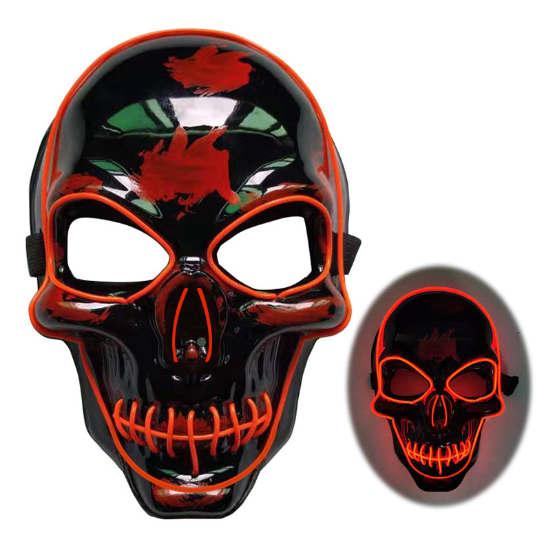 Halloween Cane Cosplay Props Halloween Skeleton Mask LED Glow Scary Mask